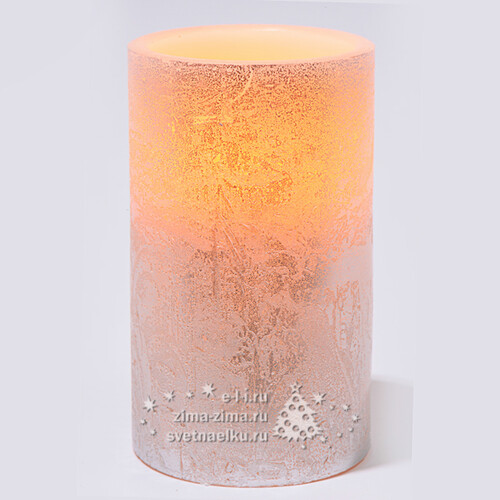 Светильник свеча восковая Мраморная, 12.5*7.5 см, серебро, батарейка Kaemingk