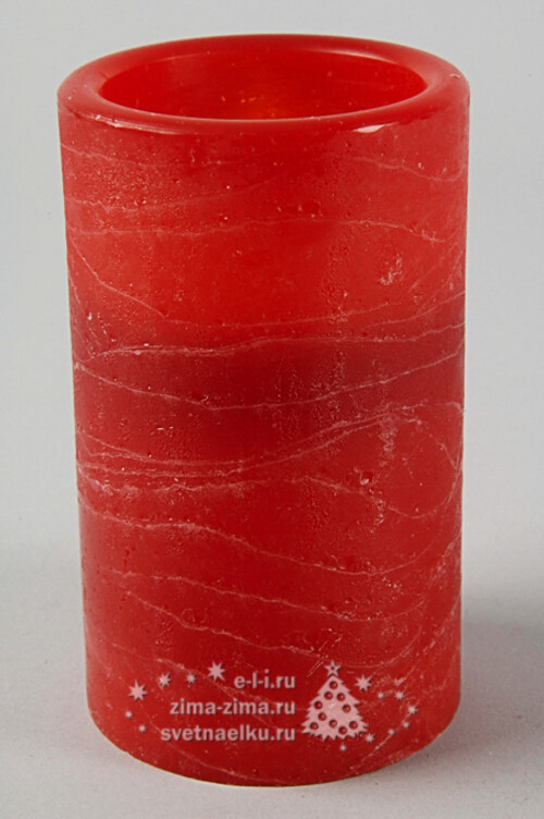 Светильник свеча восковая Мраморная, 12.5*7.5 см, красный, батарейка Kaemingk