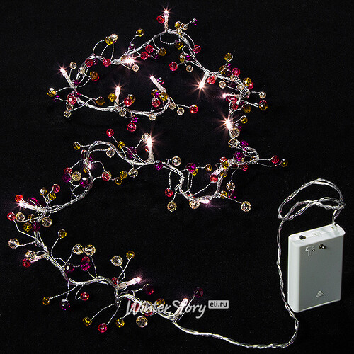 Светодиодная гирлянда на батарейках Самоцветы 16 теплых белых LED ламп 1.5 м, прозрачный ПВХ Kaemingk