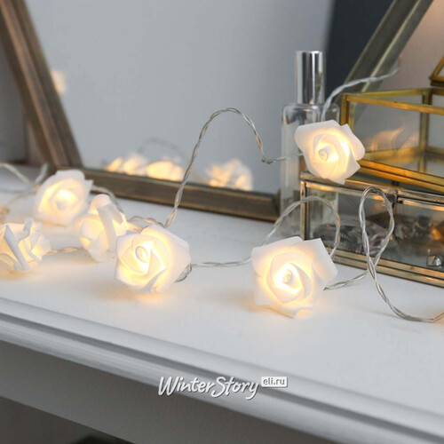 Светодиодная гирлянда Розочки 20 теплых белых LED ламп 3.8 м, прозрачный ПВХ Kaemingk