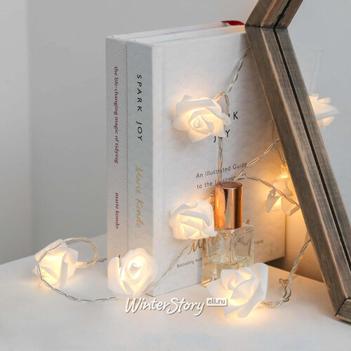 Светодиодная гирлянда Розочки 20 теплых белых LED ламп 3.8 м, прозрачный ПВХ Kaemingk