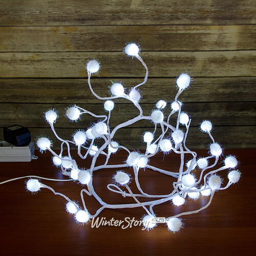Гирлянда Снежные шарики 48 холодных белых LED ламп 1.2 м Kaemingk