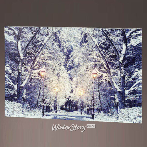 Светодиодная картина Snowing in Luzern Park 58*38 см, на батарейках Kaemingk