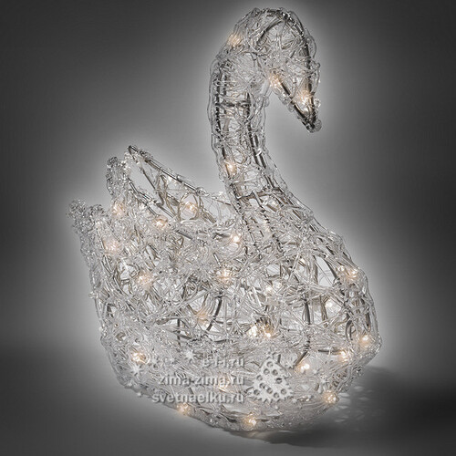 Лебедь светящийся "Ажурный", 30 см, уличный, прозрачные акриловые нити, 60 теплых белых LED ламп Kaemingk