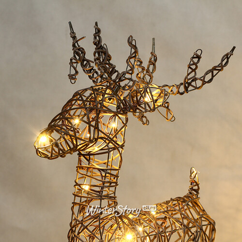 Светящийся олень Рудольф с санями 72 см, 72 теплых белых LED, IP44 Kaemingk