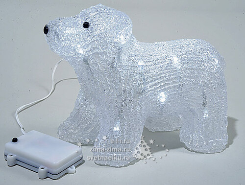 Медвежонок "Полярный" светящийся, 23 см, LED лампы, холодный белый Kaemingk