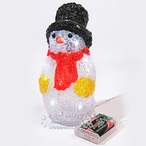 Снеговик светящийся, 23 см, батарейка, уличный, акрил, 15 холодных белых LED ламп Kaemingk