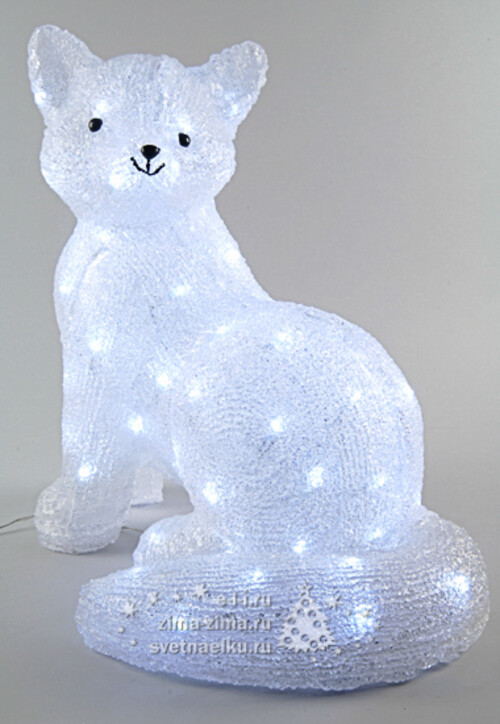 Лисица светящийся, 45 см, уличный, акрил, 64 холодных белых LED ламп Kaemingk