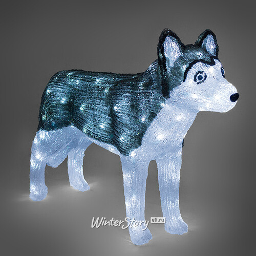 Собака Хаски светящаяся, 69 см, уличный, акрил, 100 холодных белых LED ламп, IP44 Kaemingk