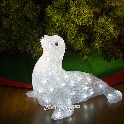Морской лев светящийся, 44 см, уличный, акрил, 56 холодных белых LED ламп Kaemingk