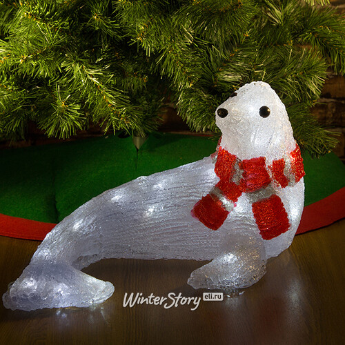Морской котик светящийся, 50 см, уличный, акрил, 40 холодных белых LED ламп Kaemingk