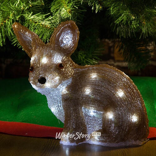 Кролик домашний светящийся 27 см, уличный, акрил, 24 холодных белых LED ламп Kaemingk