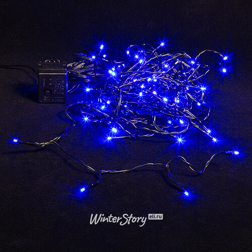 Светодиодная гирлянда нить Объемная 80 синих LED ламп 6 м, черный ПВХ, контроллер, IP44 Kaemingk