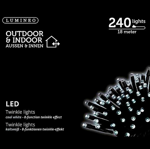 Светодиодная гирлянда нить Объемная 240 холодных белых LED ламп 18 м, черный ПВХ, контроллер, IP44 Kaemingk