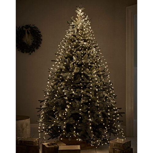 Гирлянда на елку 120-180 см Лучи Росы, 12 нитей, 408 теплых белых MINILED ламп, зеленая проволока, IP44 Kaemingk