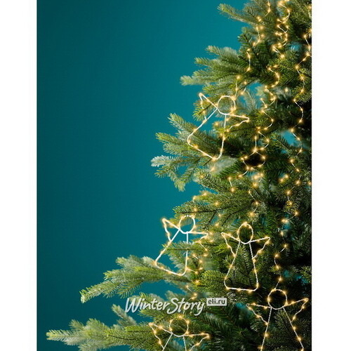 Гирлянда на елку 240 см Лучи Росы - Xmas Angels, 12 нитей, 828 экстра теплых белых микро LED ламп, серебряная проволока, IP44 Kaemingk