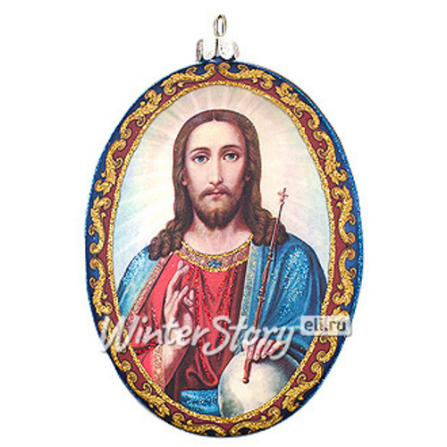 Елочное украшение Христианские мотивы - Спаситель 10 см стекло, подвеска Holiday Classics