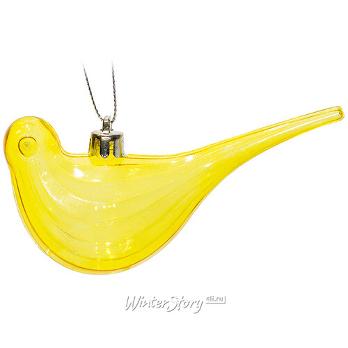 Елочная игрушка "Птичка прозрачная", желтый, 12 см, подвеска Kaemingk
