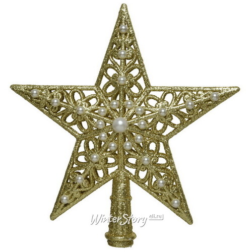 Верхушка на елку Звезда де Монпасье 21 см золотая Kaemingk