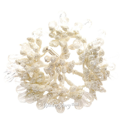 Елочное украшение "Букет цветов Сакуры", белый, 10 см, клипса Kaemingk
