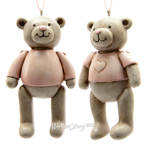 Елочная игрушка Медвежонок из Детства 5*3*9 см розовый, подвеска Kaemingk