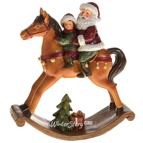 Статуэтка Лошадка-качалка с Дедом Морозом - подарок 13*4*13 см Kaemingk