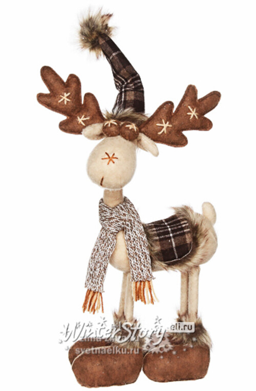 Мягкая игрушка Рождественский олень в шляпе с мехом 44*24 см Billiet
