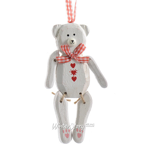 Деревянная елочная игрушка Медвежонок Детский 14 см белый, подвеска Kaemingk