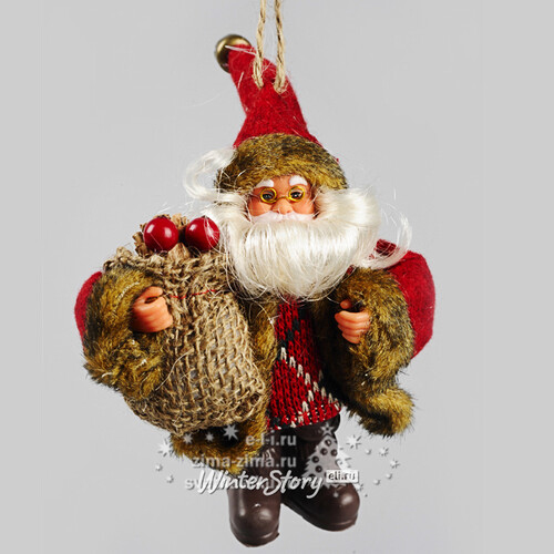 Елочная игрушка "Санта в бордовой шубке", 13 см, подвеска Kaemingk