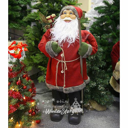 Санта с посохом в красной телогрейке, 80 см Kaemingk