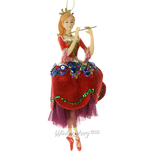 Елочное украшение Балерина Принцесса на Горошине - в красной юбке 15 см, подвеска Holiday Classics