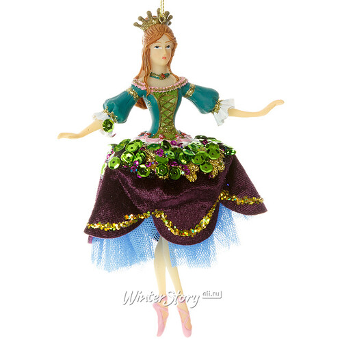 Елочное украшение Балерина Принцесса на Горошине - в фиолетовой юбке 15 см, подвеска Holiday Classics