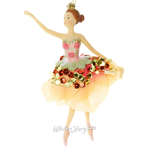 Елочное украшение Балерина Розовые Лепестки - шатенка 15 см, подвеска Holiday Classics