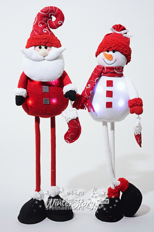 Снеговичок - длинноножка "В красном шарфе" светящийся, 53 см, LED, батарейка Kaemingk