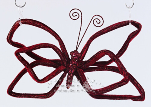 Бабочка бархатная, бордовая, 24x23 см Kaemingk