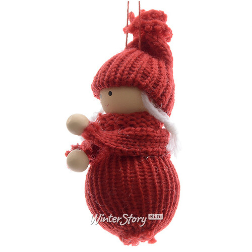Украшение Вязаная куколка 11 см, красный Kaemingk