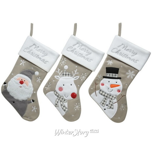 Новогодний носок Happy Christmas: Снеговик Оттис 40 см Kaemingk