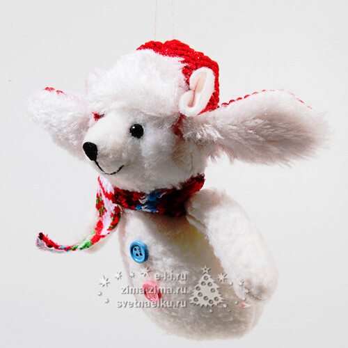 Елочная игрушка Белый Мишка в Ушанке 15 см, подвеска Kaemingk