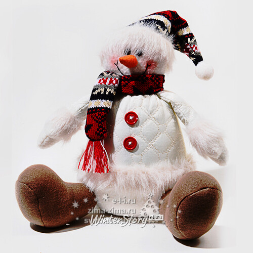 Мягкая игрушка Снеговик-модник сидящий 14*20*35 см Kaemingk