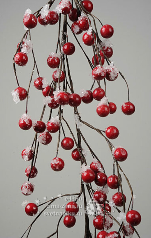 Гирлянда с красными заснеженными ягодами "Морозная Клюква", 130см Kaemingk
