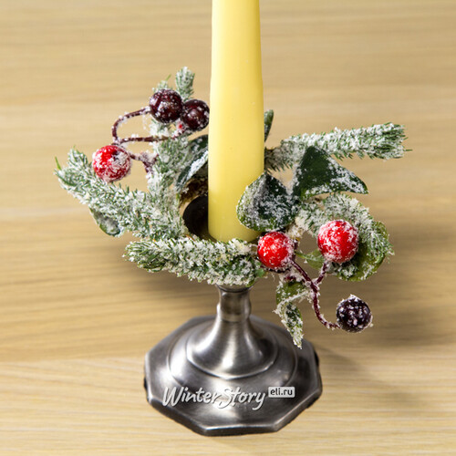 Украшение для свечи Кольцо из хвои с ягодами, 13 см Kaemingk