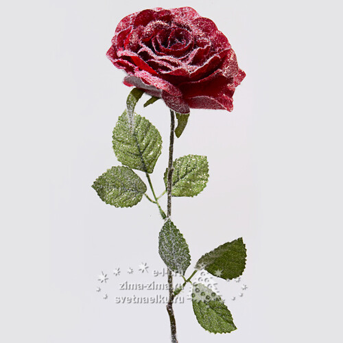 Роза в Инее 45 см бордовая Kaemingk