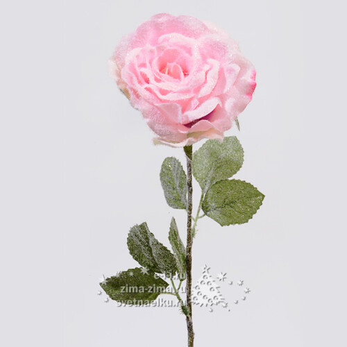 Роза в инее, нежно-розовая, 45 см Kaemingk