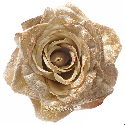 Роза Нежность Бархата 25 см перламутровая, клипса Kaemingk