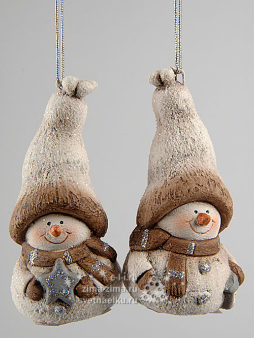 Елочная игрушка "Снеговики Толстячки", 9 см, подвеска Kaemingk