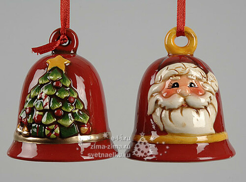 Украшение "Колокольчик рождественский", 6,5см, керамика, 2 шт Kaemingk