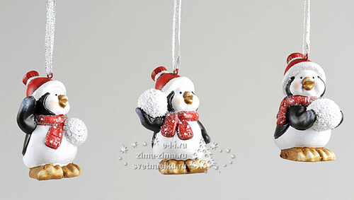 Украшение "Пингвин со снежком", 7см, керамика Kaemingk