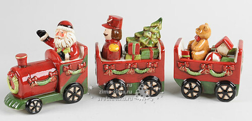 Украшение "Рождественский вагон", керамика, подвеска, 4,3*4*5,2см, асс 3 Kaemingk
