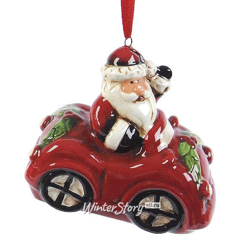 Елочная игрушка "Санта за рулем - Машина", 8 см, подвеска Kaemingk