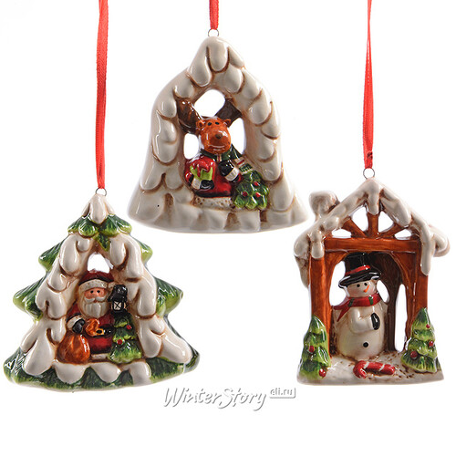 Елочная игрушка Керамическая Сказка - Дед Мороз 6 см, подвеска Kaemingk